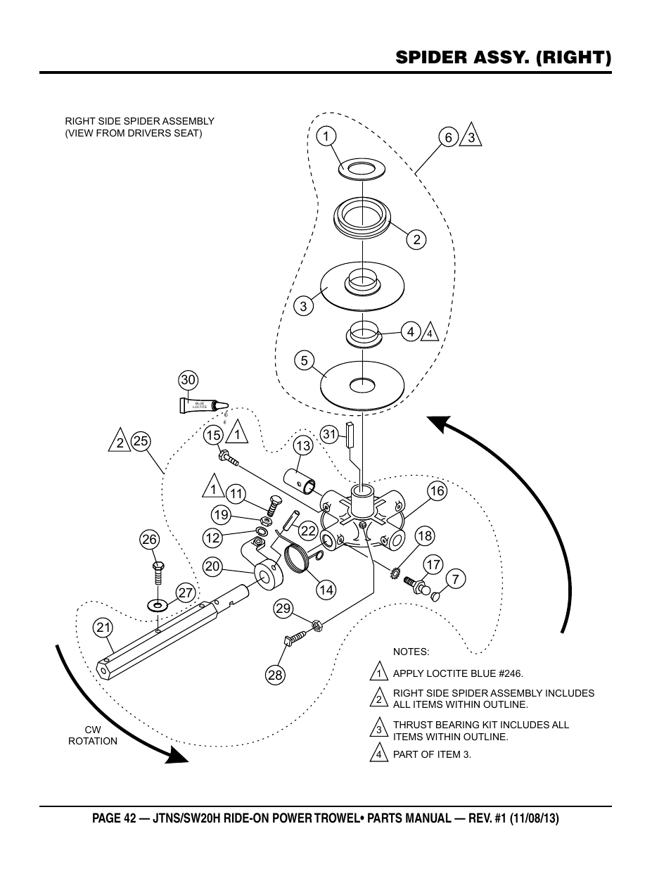 Spider assy. (right) | Multiquip JTNSW20HTCS User Manual | Page 42 / 62