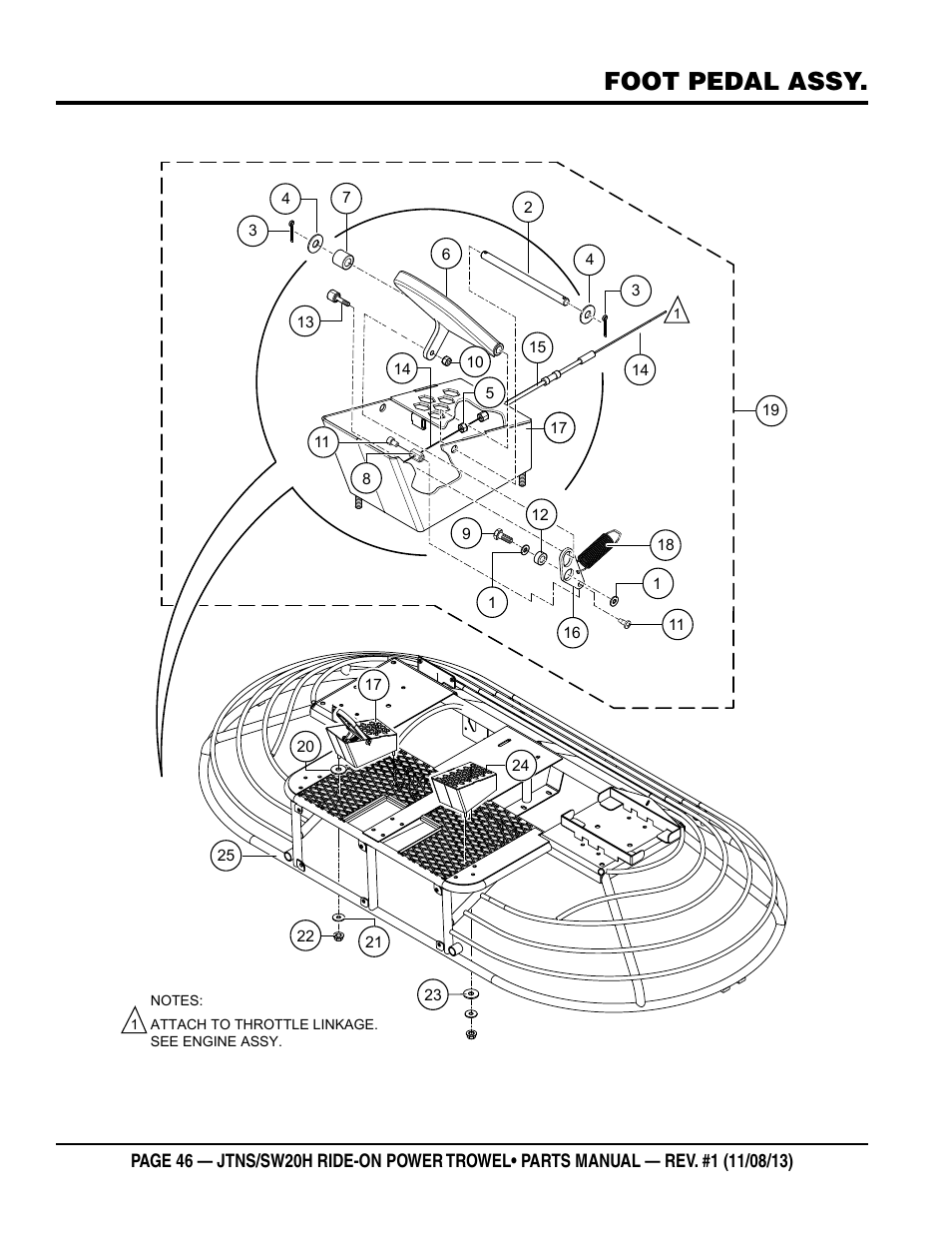 Foot pedal assy | Multiquip JTNSW20HTCS User Manual | Page 46 / 62