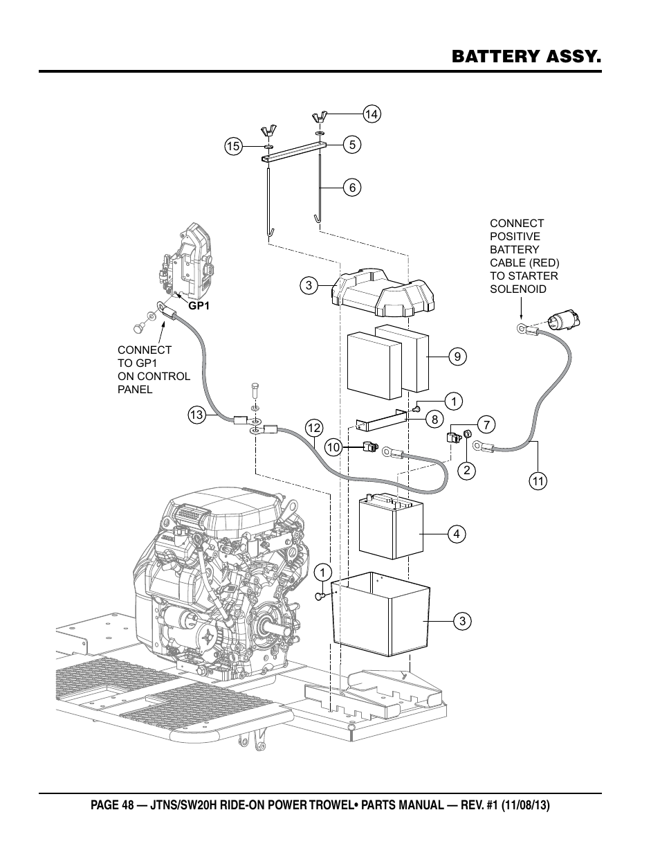 Battery assy | Multiquip JTNSW20HTCS User Manual | Page 48 / 62