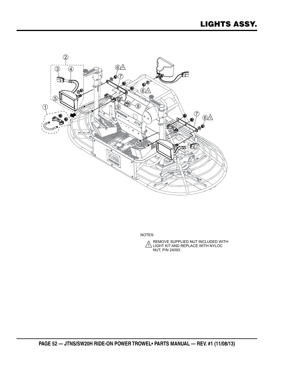 Lights assy | Multiquip JTNSW20HTCS User Manual | Page 52 / 62