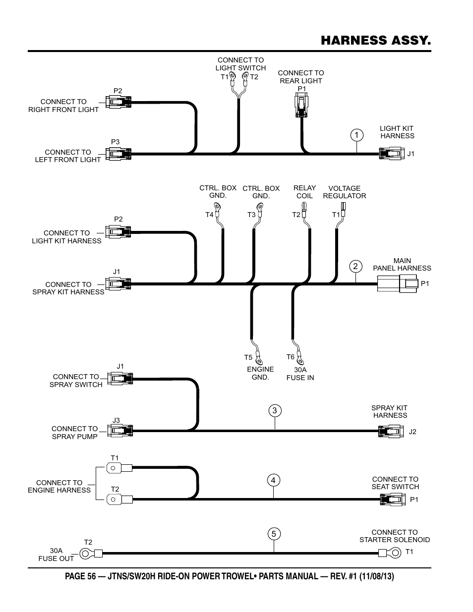 Harness assy | Multiquip JTNSW20HTCS User Manual | Page 56 / 62