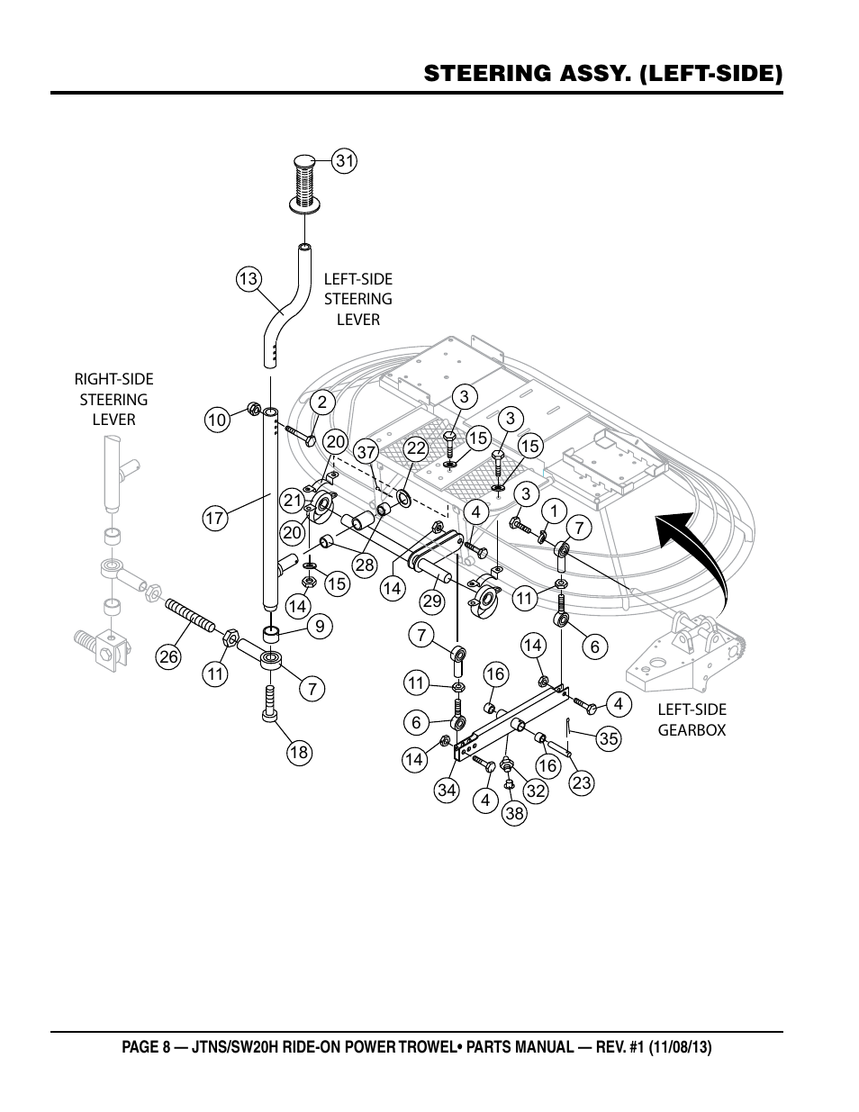Steering assy. (left-side) | Multiquip JTNSW20HTCS User Manual | Page 8 / 62