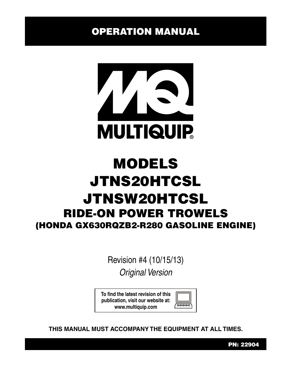 Multiquip JTNSW20HTCSL User Manual | 46 pages