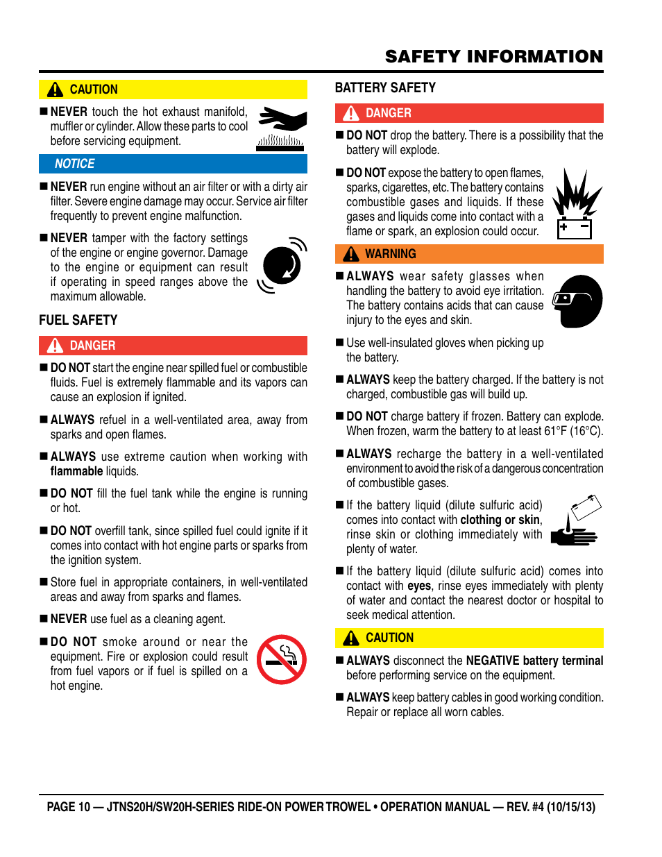 Safety information | Multiquip JTNSW20HTCSL User Manual | Page 10 / 46