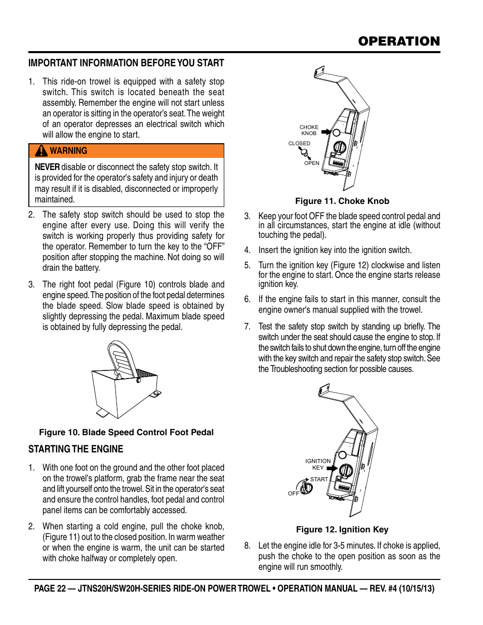 Operation | Multiquip JTNSW20HTCSL User Manual | Page 22 / 46