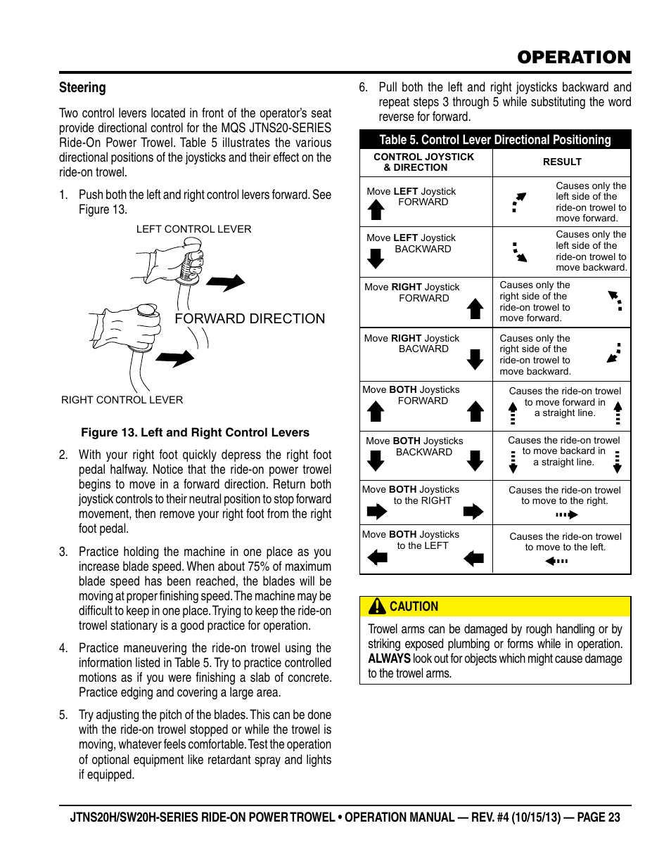 Operation, Steering | Multiquip JTNSW20HTCSL User Manual | Page 23 / 46