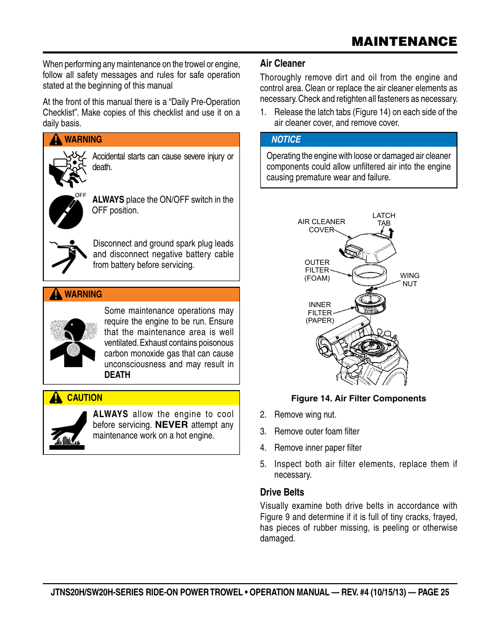 Maintenance | Multiquip JTNSW20HTCSL User Manual | Page 25 / 46