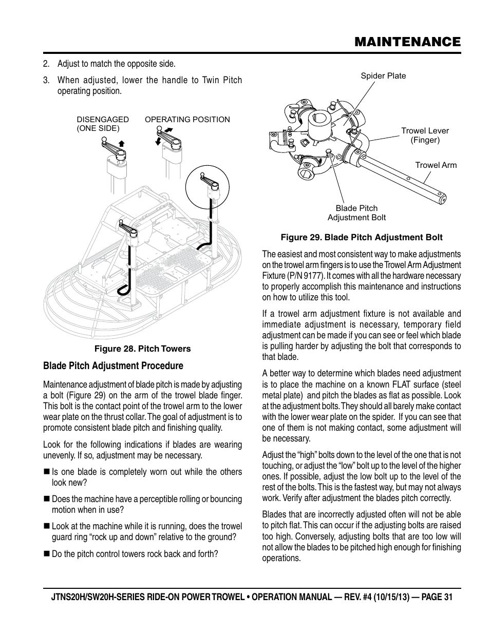 Maintenance | Multiquip JTNSW20HTCSL User Manual | Page 31 / 46