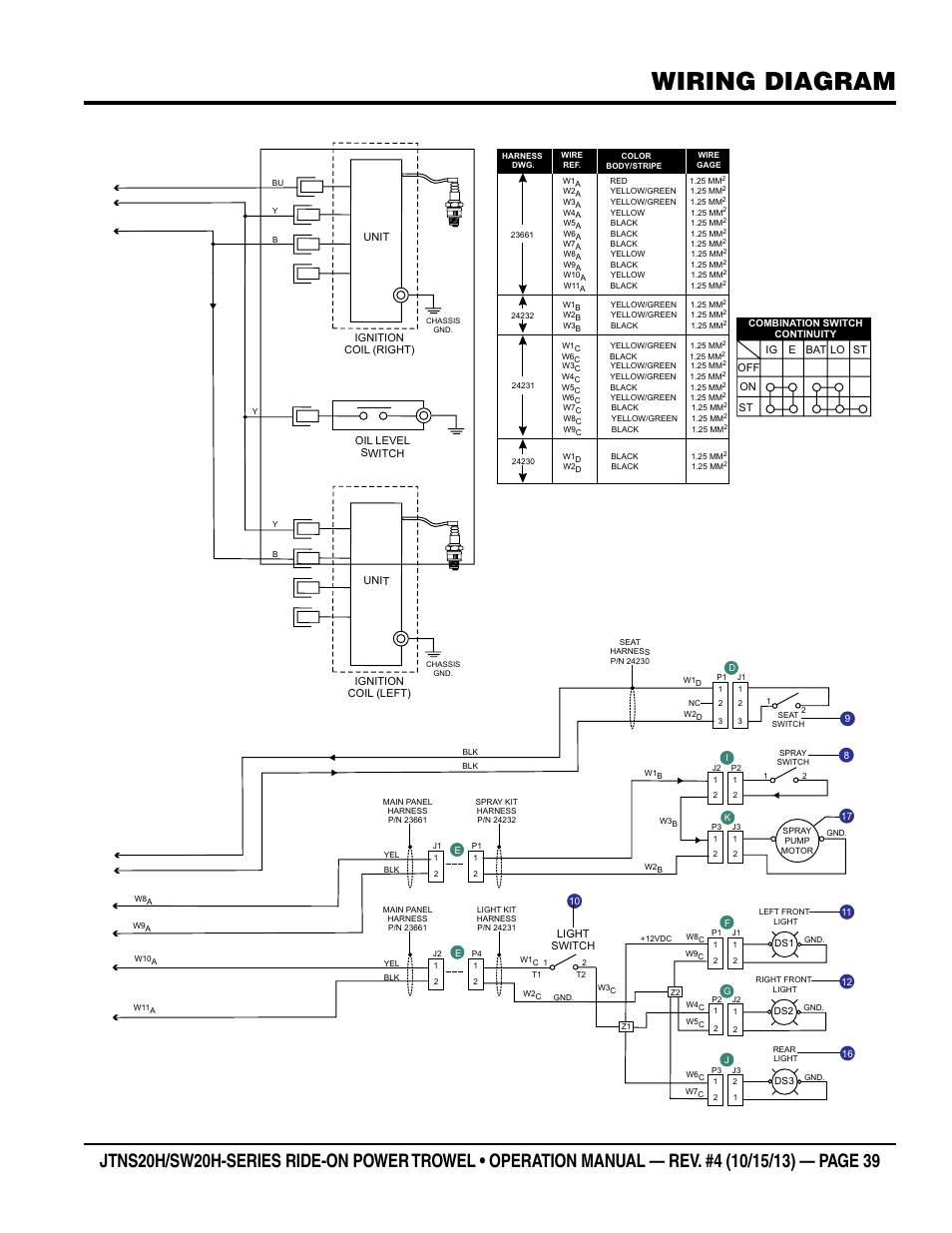 Wiring diagram | Multiquip JTNSW20HTCSL User Manual | Page 39 / 46