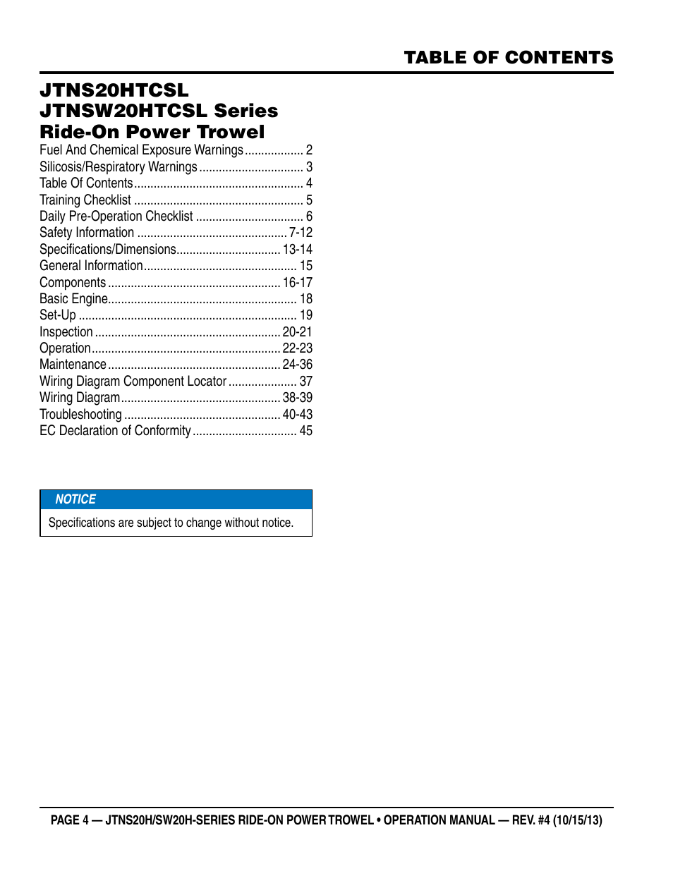 Multiquip JTNSW20HTCSL User Manual | Page 4 / 46