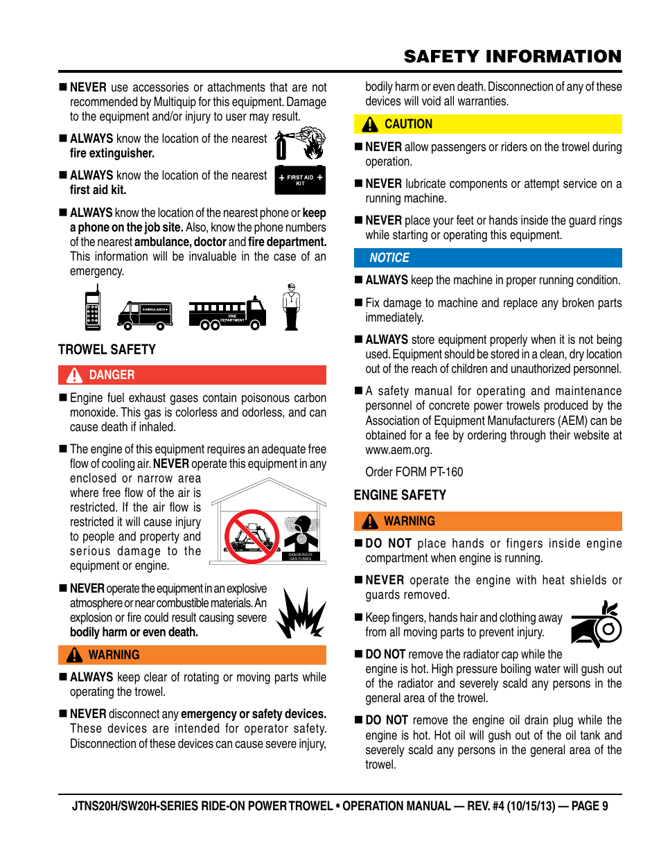 Safety information | Multiquip JTNSW20HTCSL User Manual | Page 9 / 46