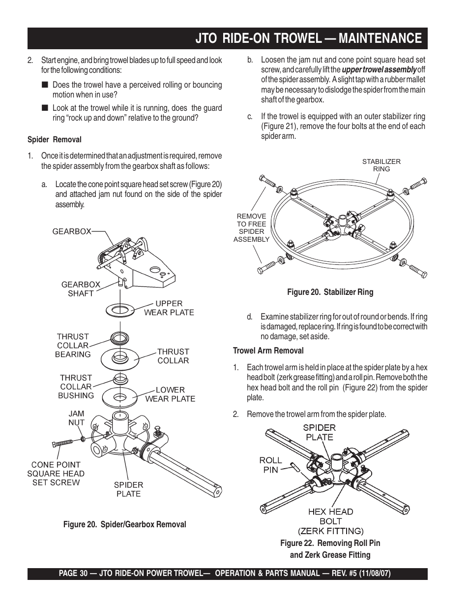 Jto ride-on trowel — maintenance | Multiquip JTO User Manual | Page 30 / 112