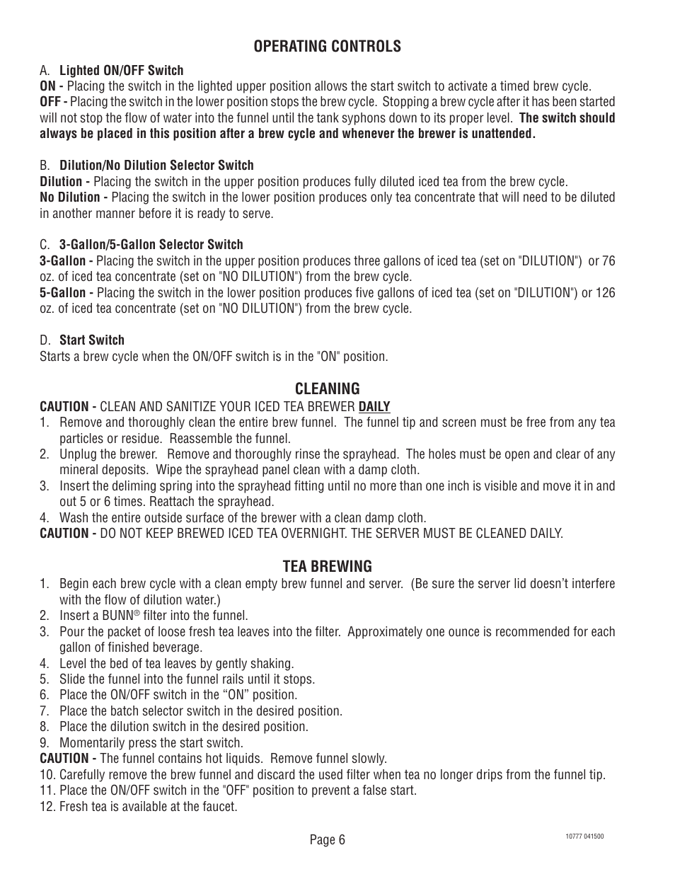 Bunn TU5Q User Manual | Page 6 / 23