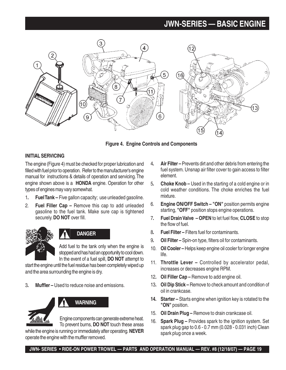 Jwn-series — basic engine | Multiquip JWN User Manual | Page 19 / 124