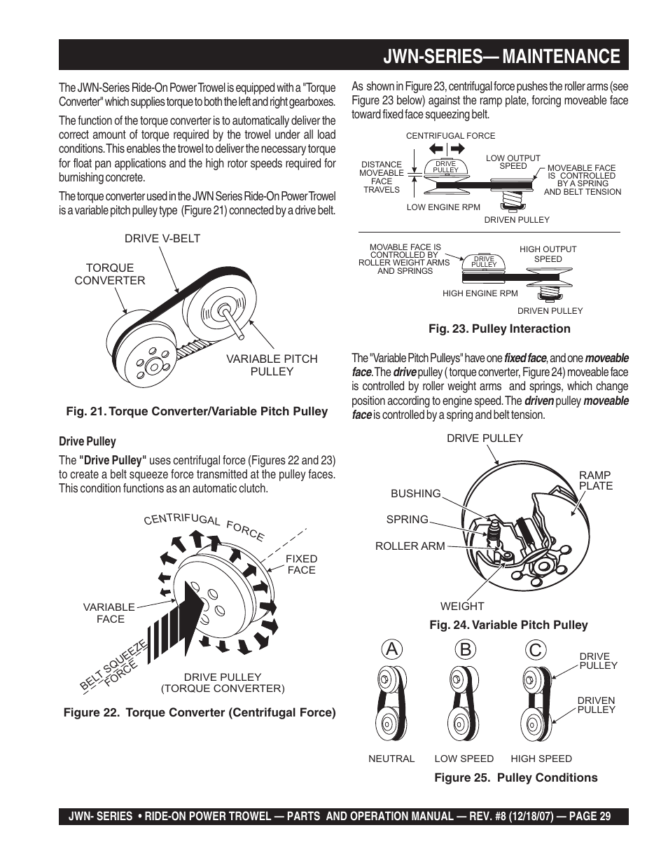 Jwn-series— maintenance, Ab c | Multiquip JWN User Manual | Page 29 / 124