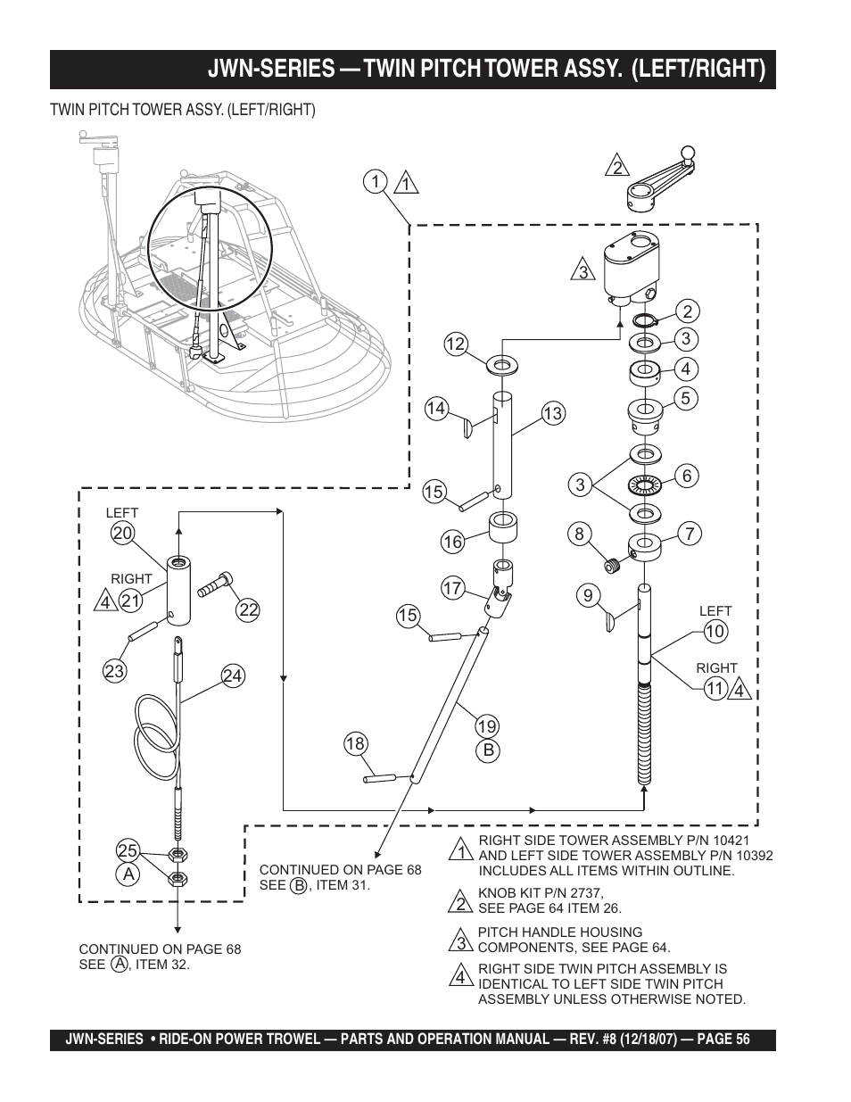 Jwn-series — twin pitch tower assy. (left/right) | Multiquip JWN User Manual | Page 56 / 124