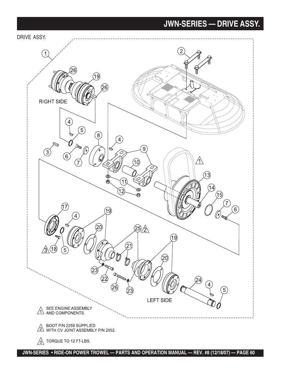 Jwn-series — drive assy | Multiquip JWN User Manual | Page 60 / 124