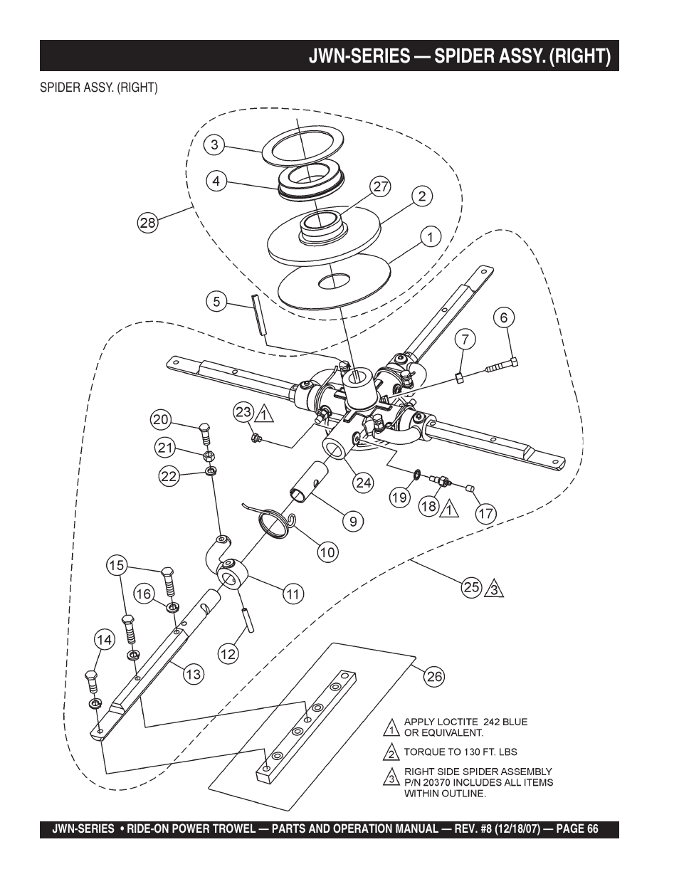Jwn-series — spider assy. (right) | Multiquip JWN User Manual | Page 66 / 124
