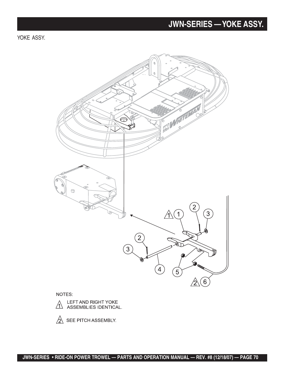 Jwn-series — yoke assy | Multiquip JWN User Manual | Page 70 / 124