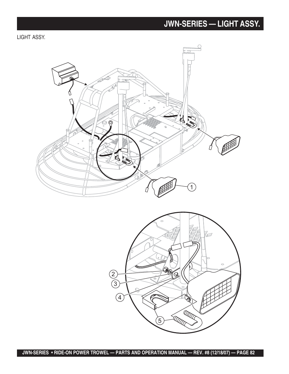 Jwn-series — light assy | Multiquip JWN User Manual | Page 82 / 124