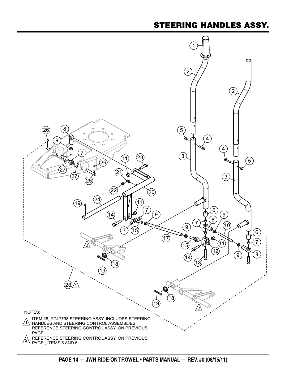 Steering handles assy | Multiquip JWN24HSCSL User Manual | Page 14 / 86