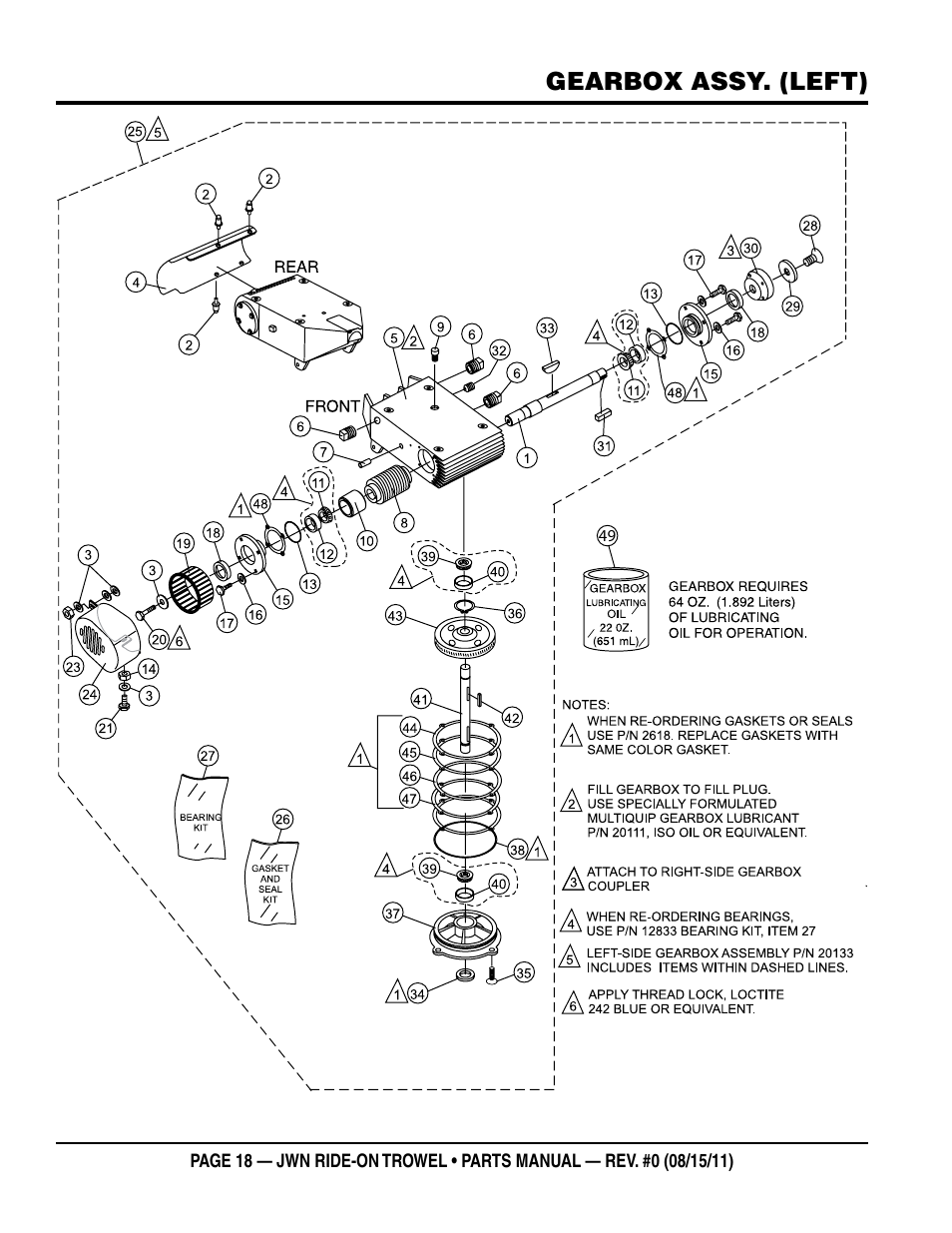 Gearbox assy. (left) | Multiquip JWN24HSCSL User Manual | Page 18 / 86