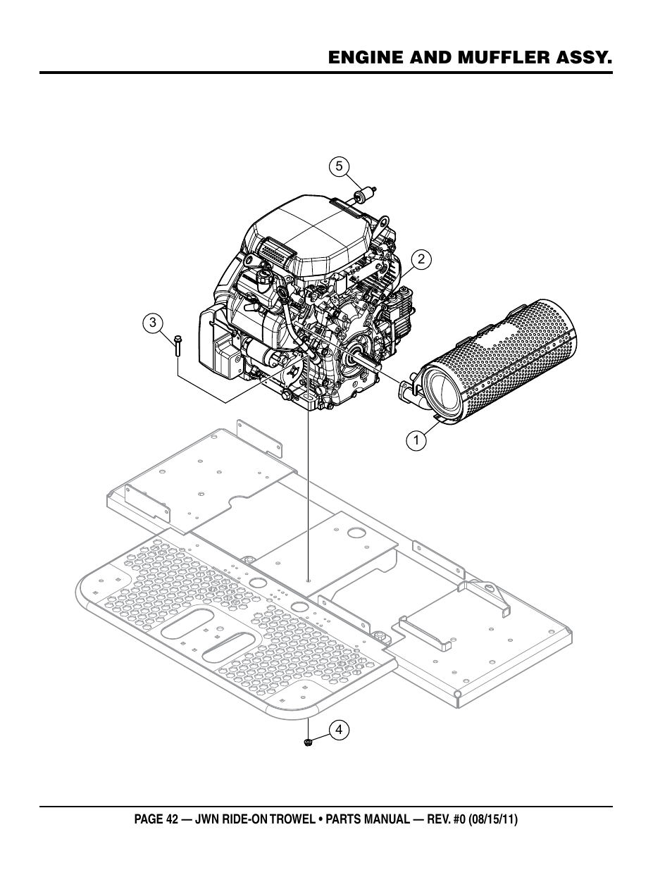 Engine and muffler assy | Multiquip JWN24HSCSL User Manual | Page 42 / 86