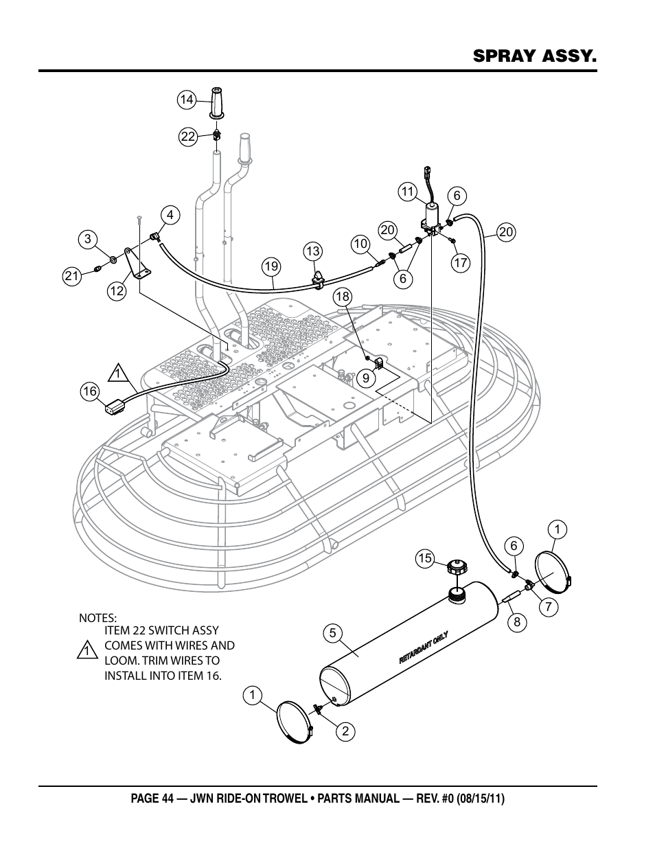 Spray assy | Multiquip JWN24HSCSL User Manual | Page 44 / 86
