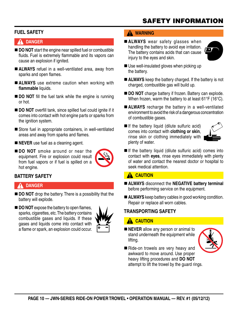 Safety information | Multiquip JWN24HSCSL User Manual | Page 10 / 44