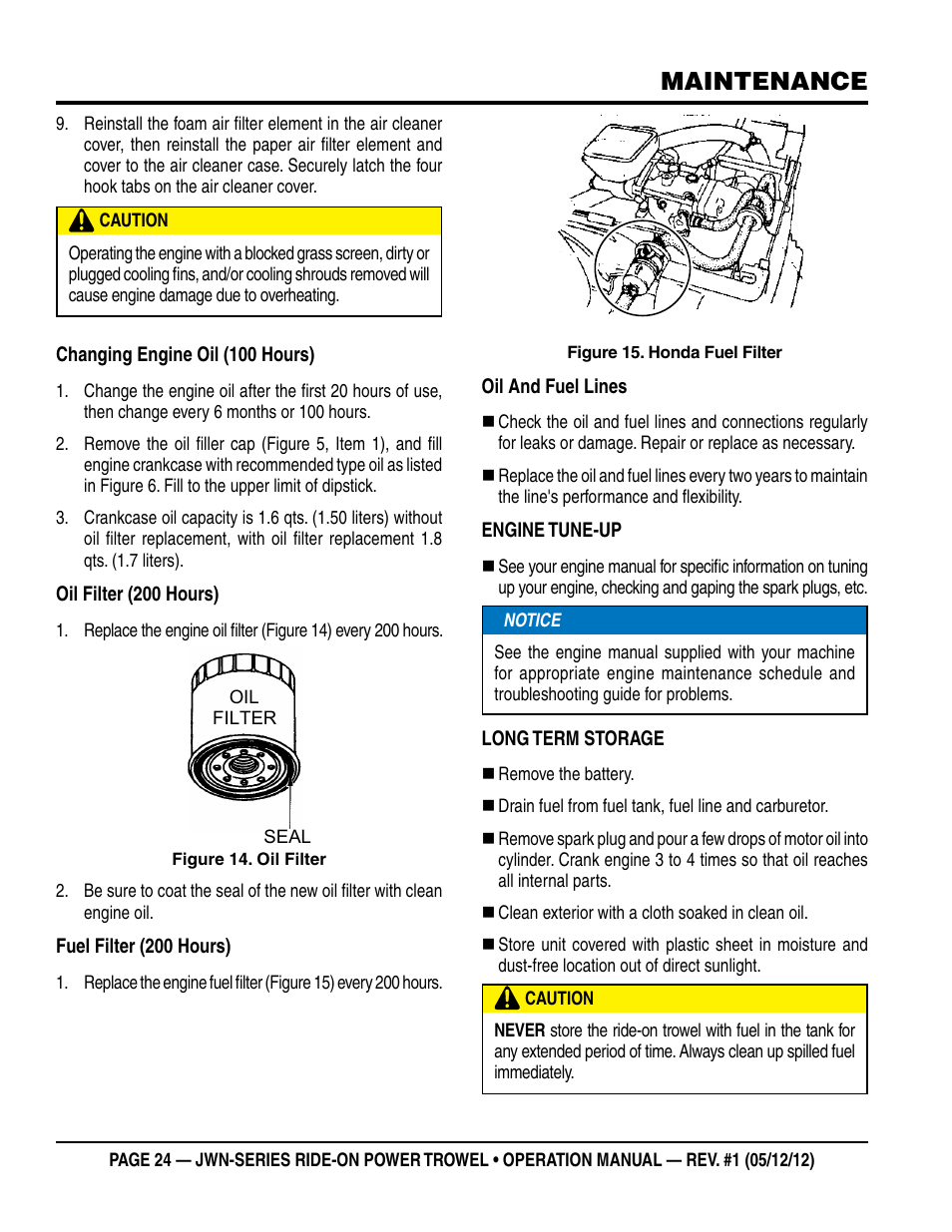 Maintenance | Multiquip JWN24HSCSL User Manual | Page 24 / 44
