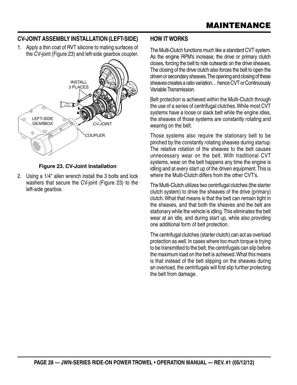 Maintenance | Multiquip JWN24HSCSL User Manual | Page 28 / 44