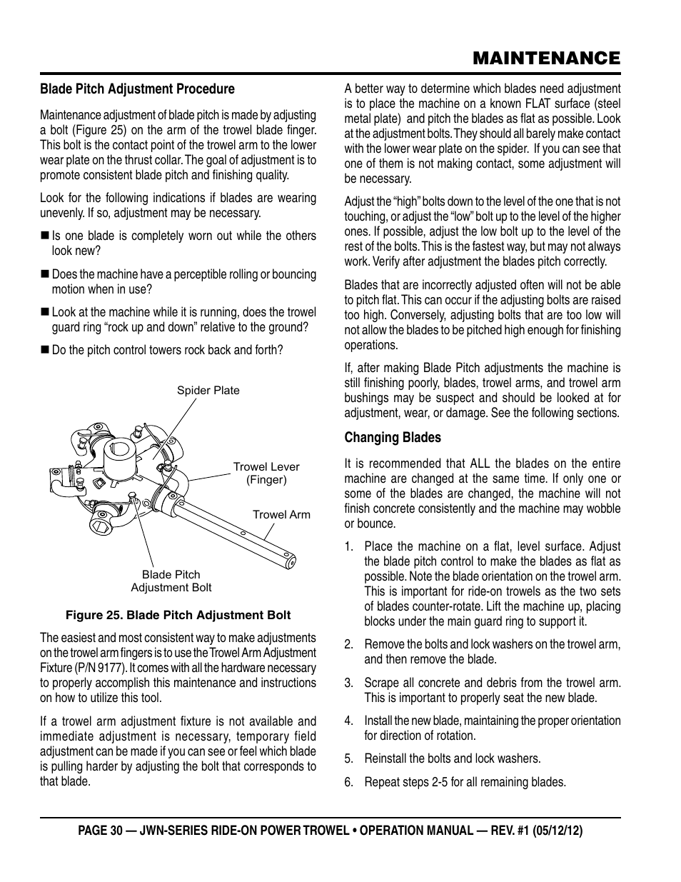 Maintenance | Multiquip JWN24HSCSL User Manual | Page 30 / 44