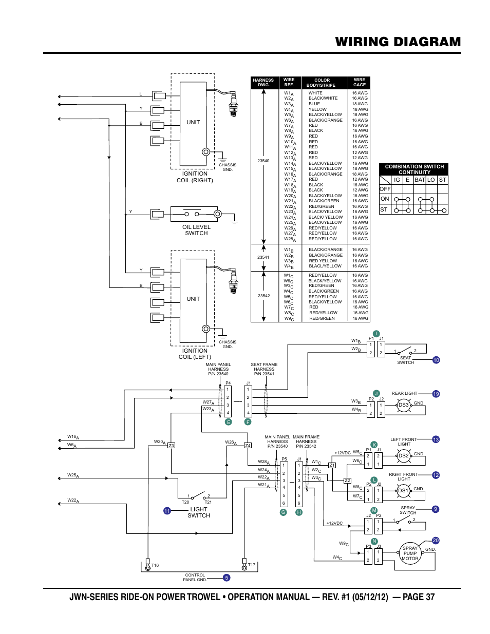 Wiring diagram | Multiquip JWN24HSCSL User Manual | Page 37 / 44