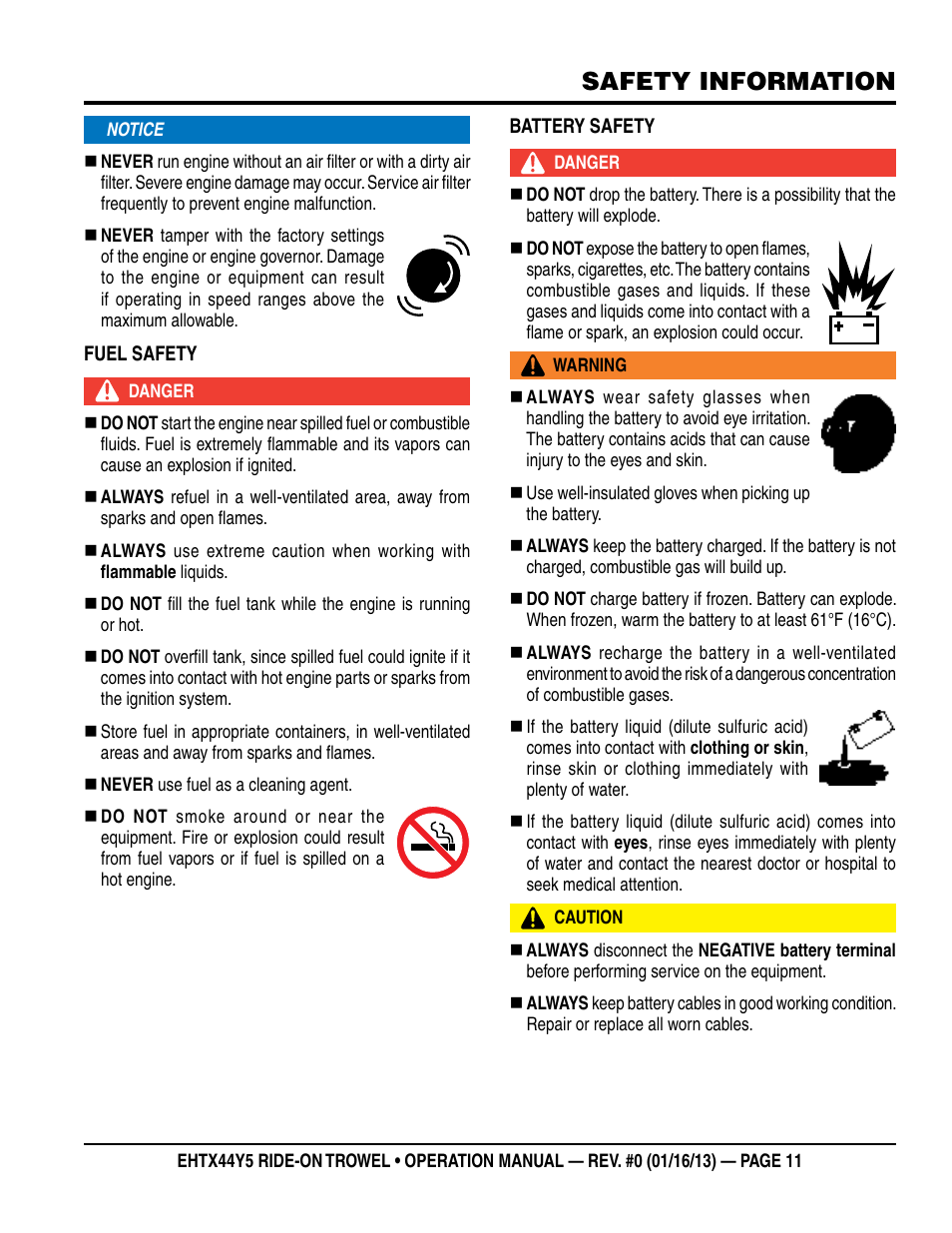 Safety information | Multiquip EHTX44Y5 User Manual | Page 11 / 50