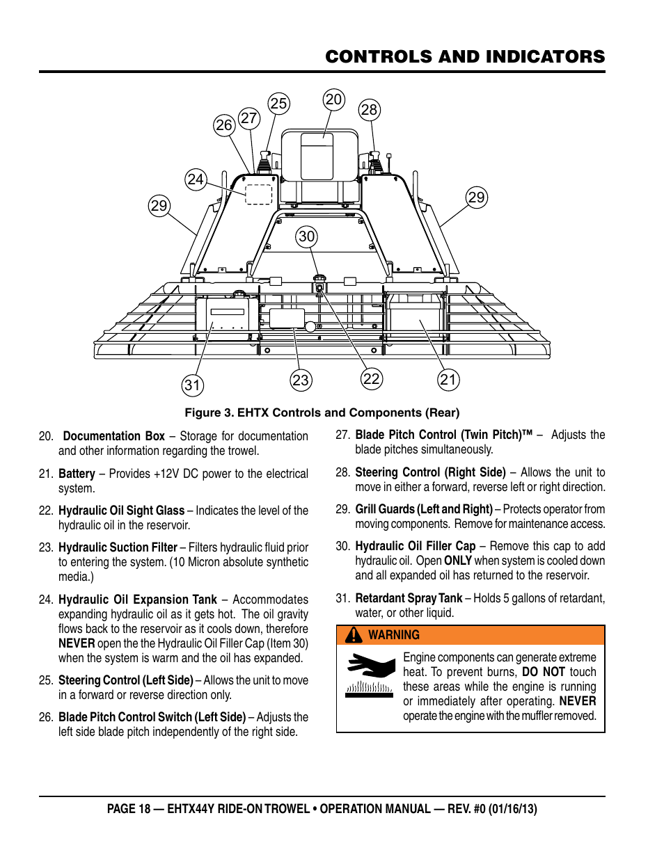 Controls and indicators | Multiquip EHTX44Y5 User Manual | Page 18 / 50