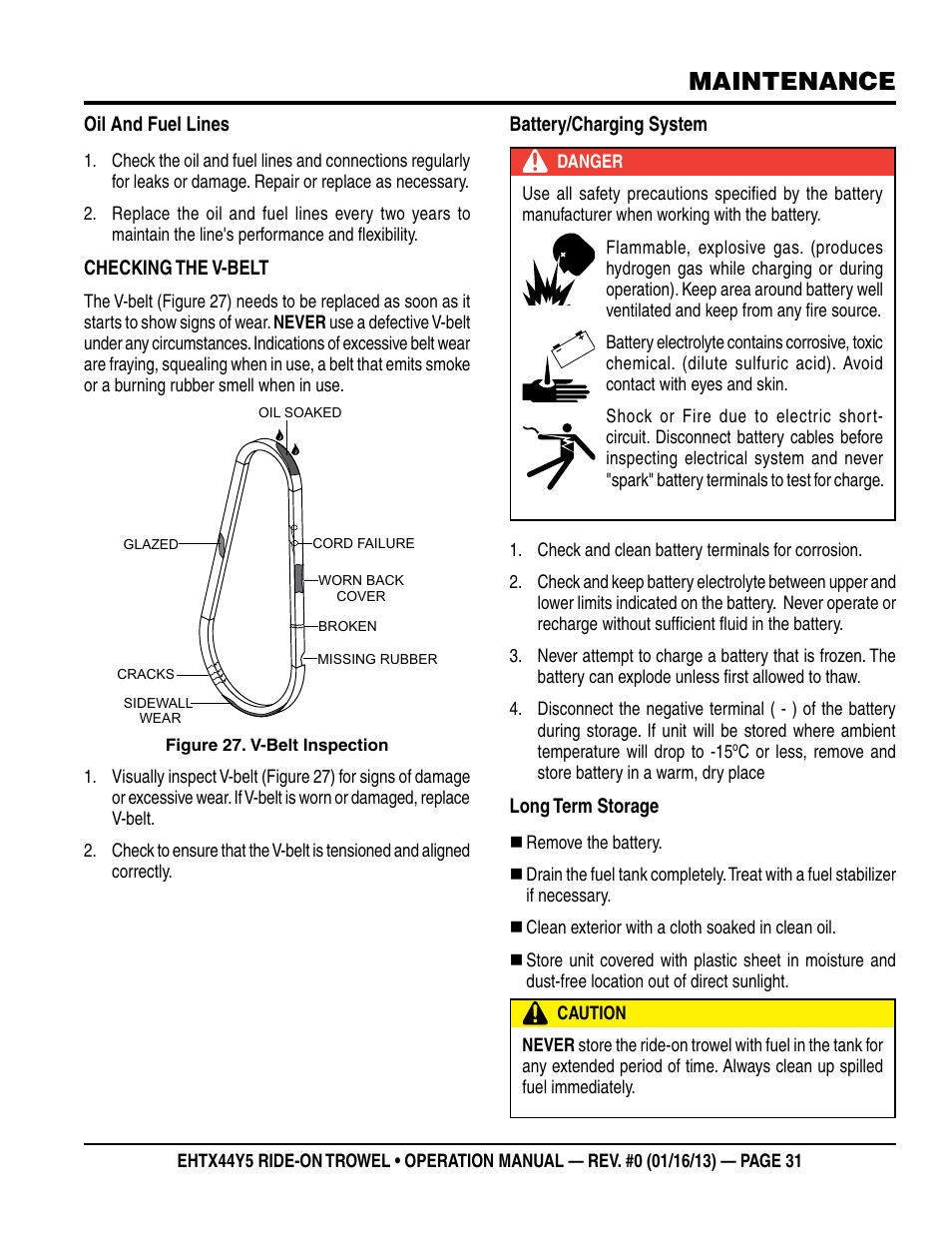 Maintenance | Multiquip EHTX44Y5 User Manual | Page 31 / 50