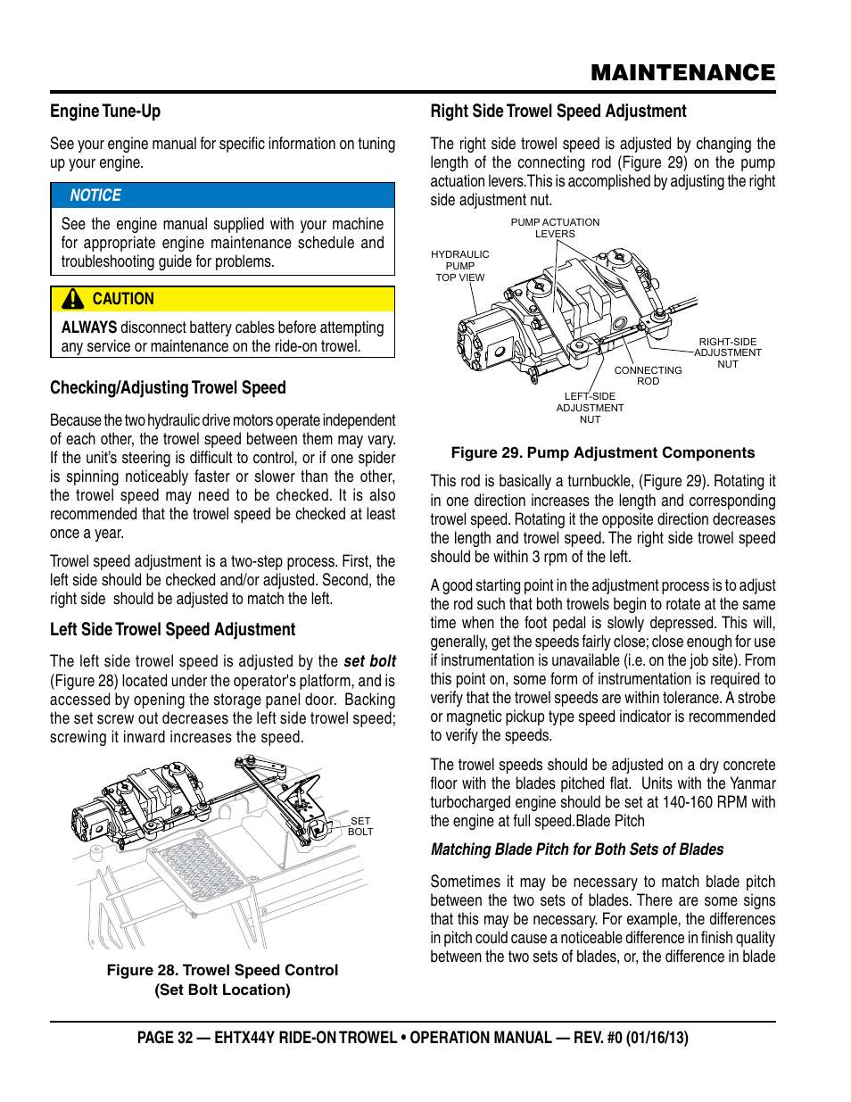 Maintenance | Multiquip EHTX44Y5 User Manual | Page 32 / 50