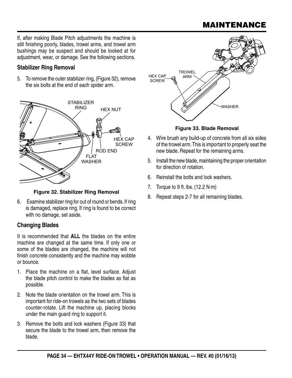 Maintenance | Multiquip EHTX44Y5 User Manual | Page 34 / 50