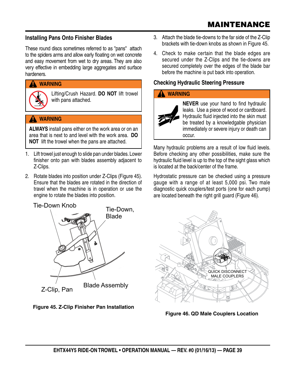 Maintenance | Multiquip EHTX44Y5 User Manual | Page 39 / 50