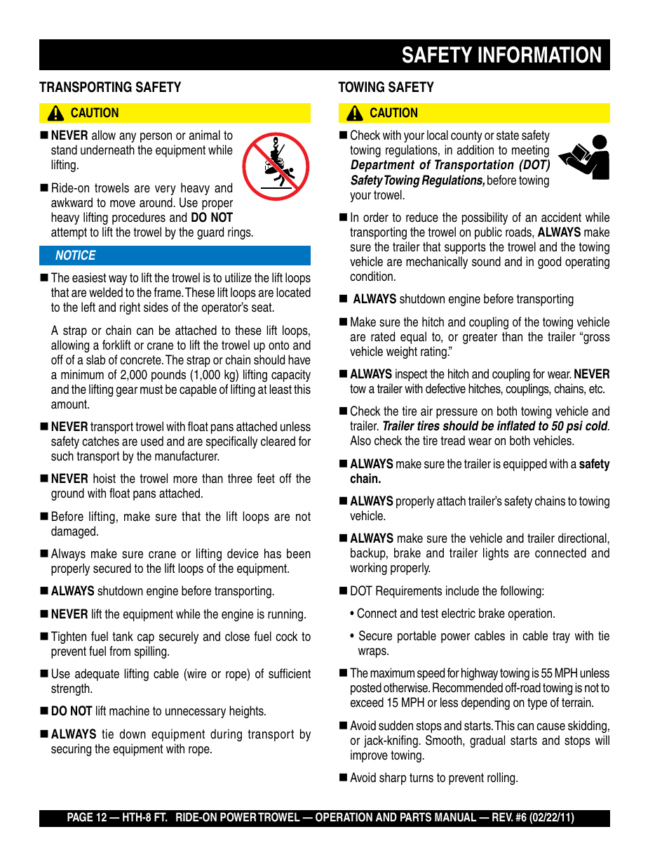 Safety information | Multiquip HTH_SERIES User Manual | Page 12 / 96