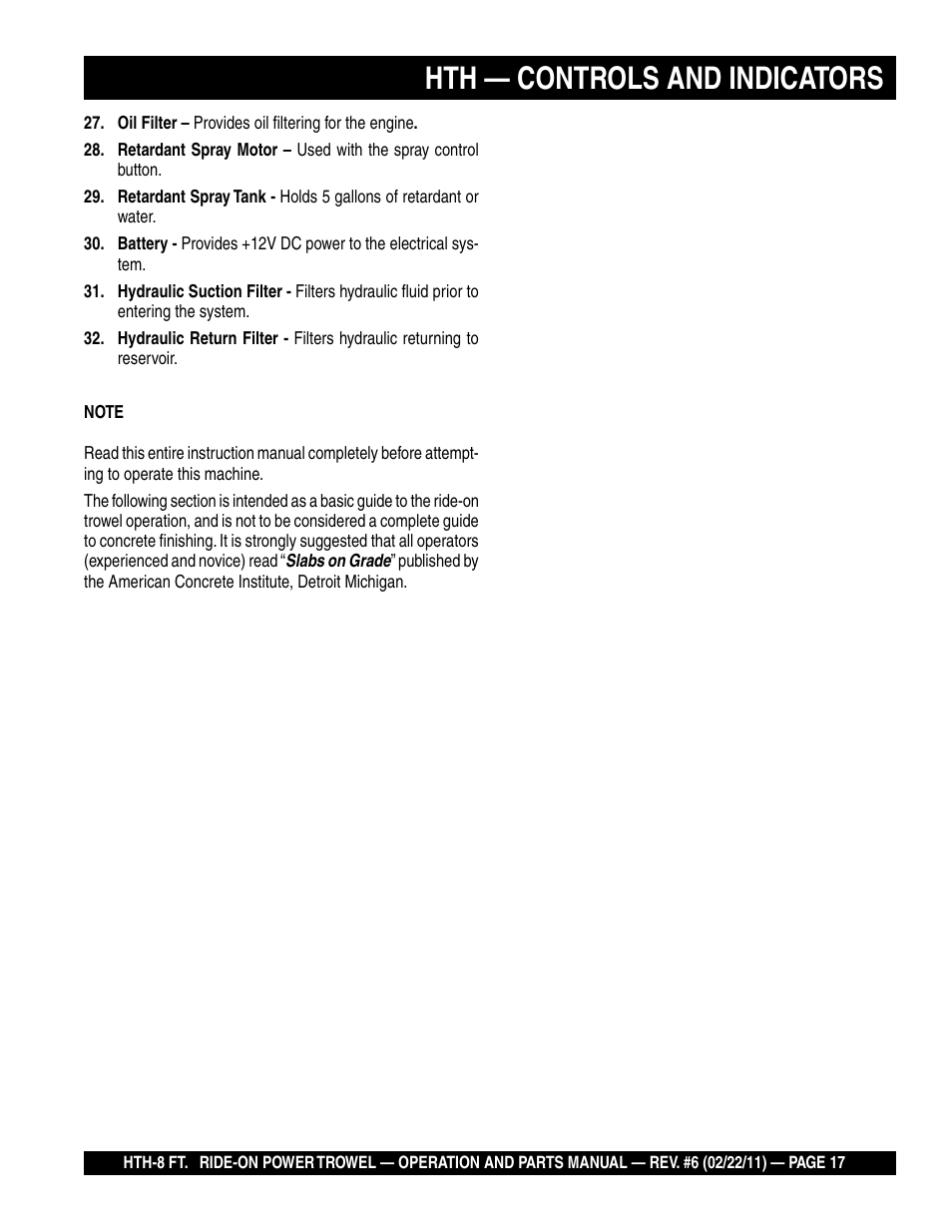 Hth — controls and indicators | Multiquip HTH_SERIES User Manual | Page 17 / 96