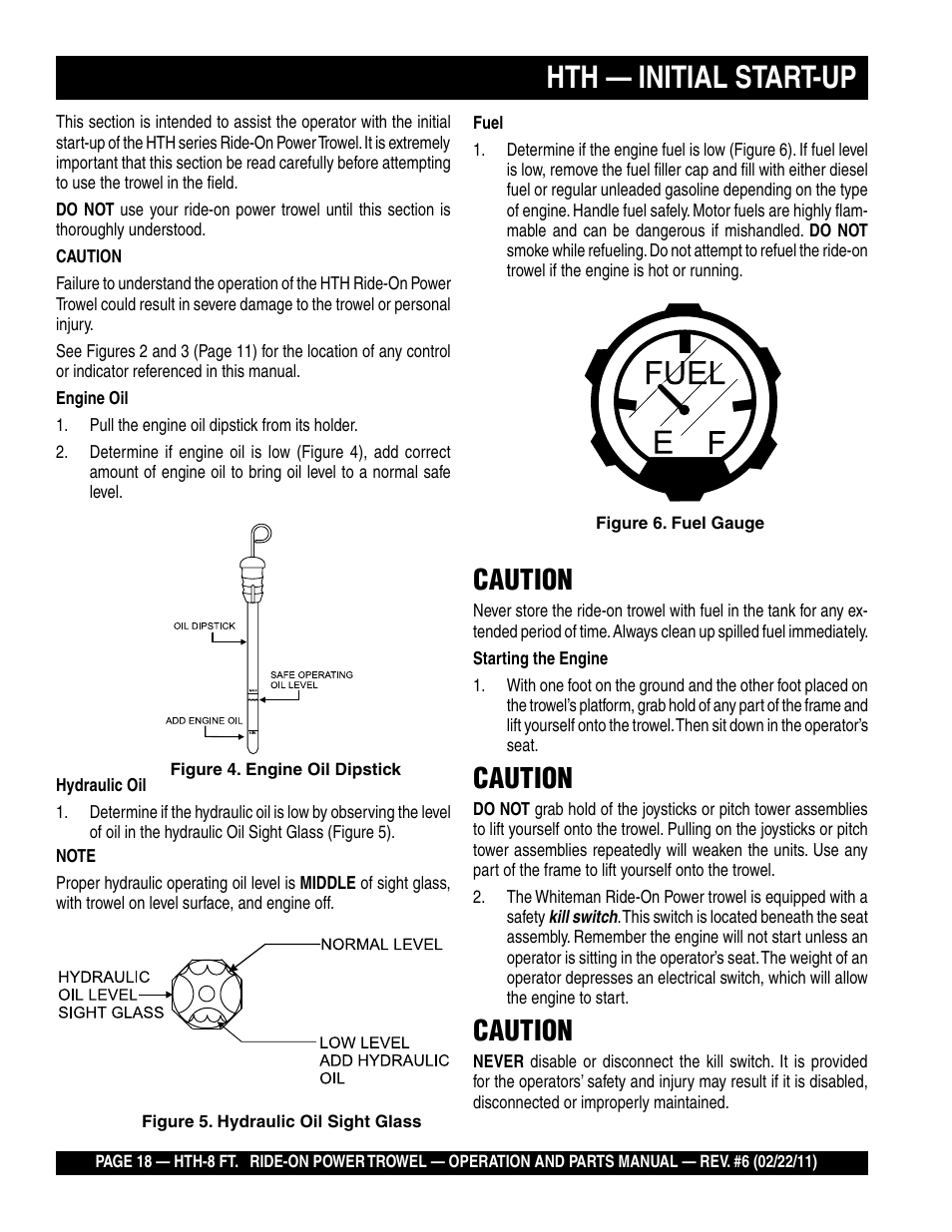 Hth — initial start-up, Caution | Multiquip HTH_SERIES User Manual | Page 18 / 96