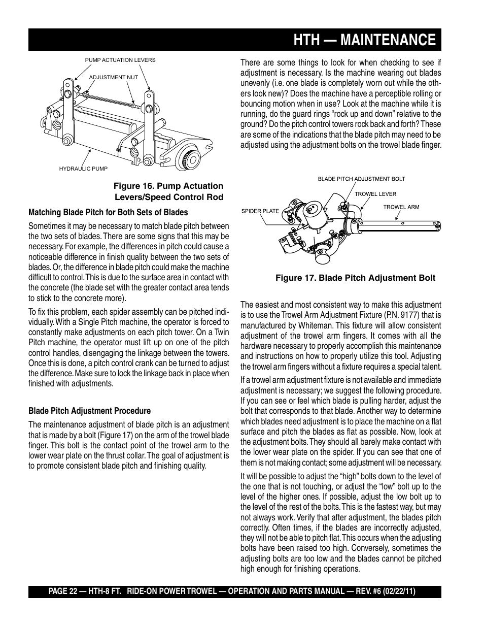 Hth — maintenance | Multiquip HTH_SERIES User Manual | Page 22 / 96