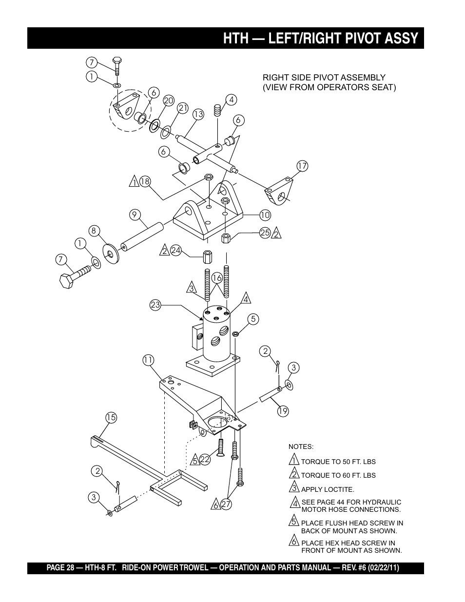Hth — left/right pivot assy | Multiquip HTH_SERIES User Manual | Page 28 / 96