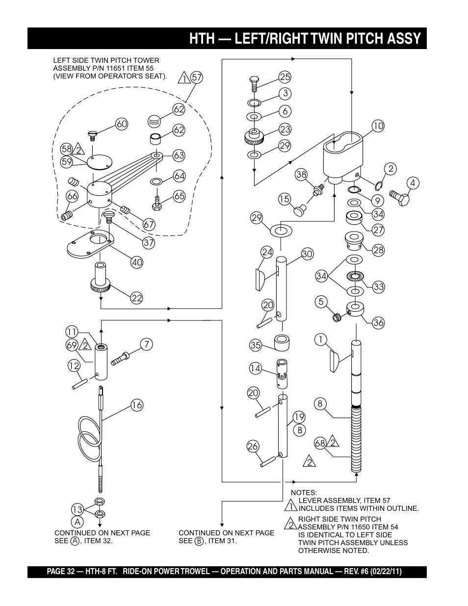 Hth — left/right twin pitch assy | Multiquip HTH_SERIES User Manual | Page 32 / 96