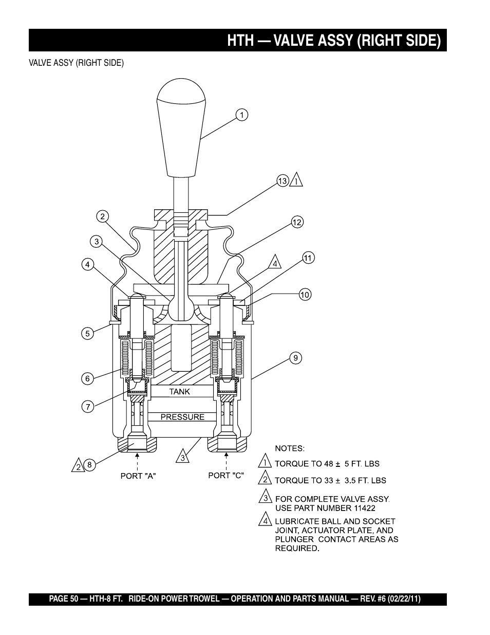 Hth — valve assy (right side) | Multiquip HTH_SERIES User Manual | Page 50 / 96