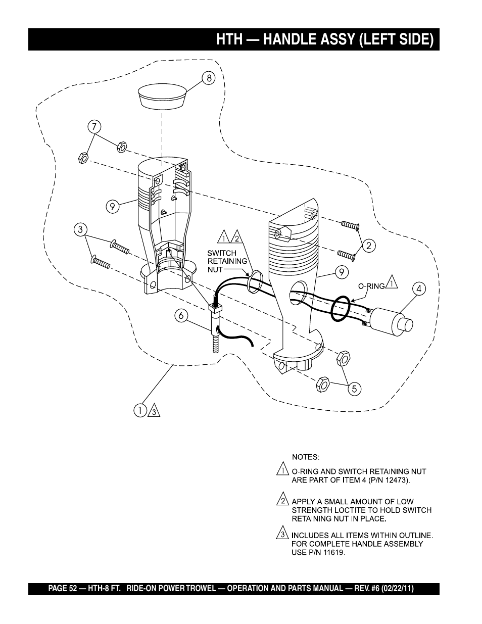 Hth — handle assy (left side) | Multiquip HTH_SERIES User Manual | Page 52 / 96