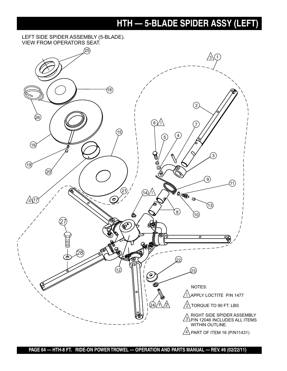 Hth — 5-blade spider assy (left) | Multiquip HTH_SERIES User Manual | Page 64 / 96