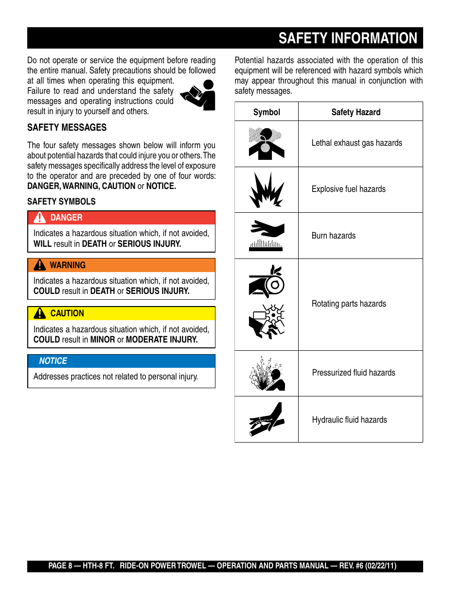 Safety information | Multiquip HTH_SERIES User Manual | Page 8 / 96