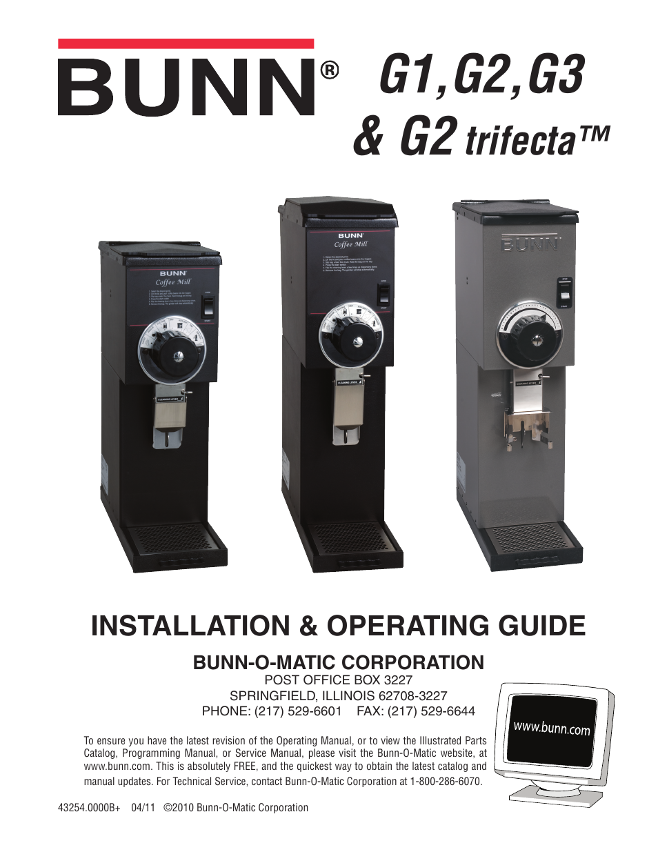 Bunn G1 User Manual | 6 pages